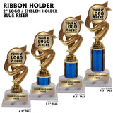 Ribbon 2" Emblem Holder Award Trophies | 4 SIZES | 5 COLORS