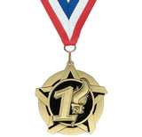 2-1/4" Super Star Series 1st Place Medals on 7/8" Neck Ribbons