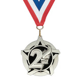 2-1/4" Super Star Series 2nd Place Medals on 7/8" Neck Ribbons