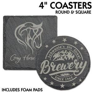 Slate Stone 4" Round and Square Coasters | 2 STYLES