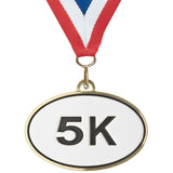 2-1/2" Oval Running 5K Medals on 7/8" Neck Ribbons 