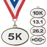 2-1/2" Oval Running Medals on 7/8" Neck Ribbons | 5K 10K 13.1 26.2 CROSS COUNTRY