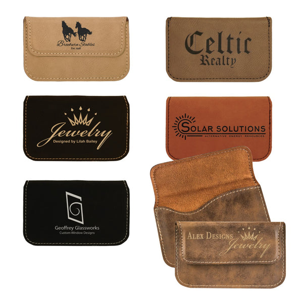 Customizable Leatherette Flexible Business Card Holder Case | 6 COLORS