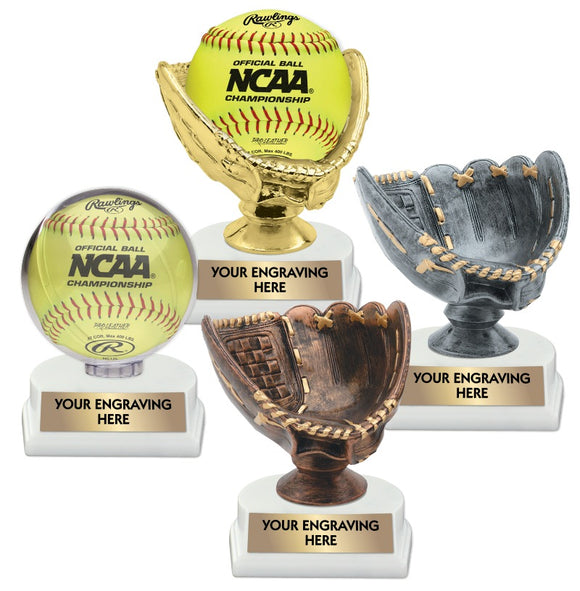 Softball Ball Holder and Glove Trophies | 4 STYLES