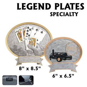 LA Trophies - Legend Series Silver and Gold Oval Poker and BBQ Resin Plates  | 2 SIZES