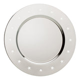 Engravable Raised Stars Chrome Plated Charger Award Tray | 2 SIZES