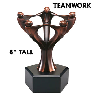 Bronze Circular Teamwork Resin Statue 8 inch Award Trophy