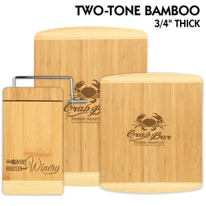 All Natural Two-Tone Bamboo Cutting Boards and Cheese Cutter | 3 SIZES