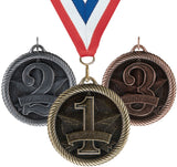 2" VM Series Place Medals on 7/8" Neck Ribbons | 1st 2nd 3rd