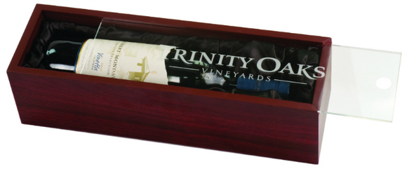 Wine winery gift box set presentation box custom customize personalize wedding party gift groom bride boss employer corporate present business man men guy rosewood finish engrave lid engraving acrylic