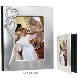 Two Hearts Collection - Wedding 5" x 7" Photo Album Two-Tone Silver Finish