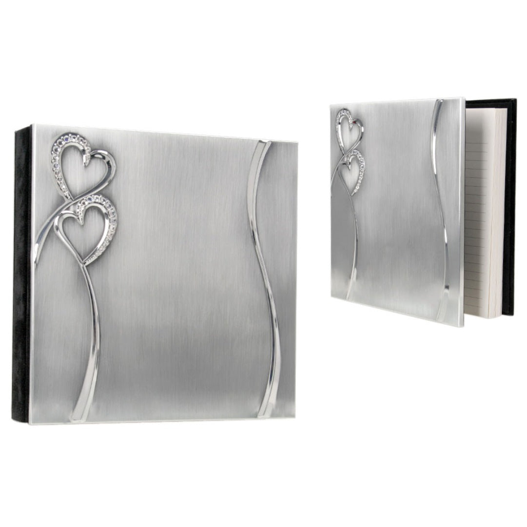 Brush Silver Lacquer hot 2 Diamond Hearts Pen Holder