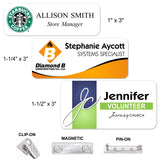 FULL COLOR Metal Name Badges MAGNETIC / PIN-ON / CLIP-ON Backing | 3 SIZES | 3 COLORS