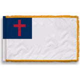 NYLON - Indoor/Parade Christian Flag with Gold Fringe