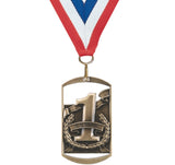 2-3/4" Dog Tag Style 1st Place Medals on 7/8" Neck Ribbons