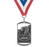 2-3/4" Dog Tag Style 2nd Place Medals on 7/8" Neck Ribbons