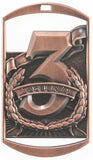 2-3/4" Cut-Out 3D Dog Tag Style 3rd Place Medals on 7/8" Neck Ribbons