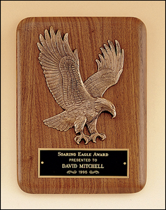 Airflyte American walnut plaque with a sculptured relief Eagle casting | 2 SIZES