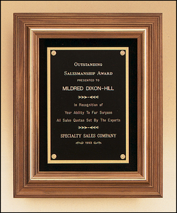 Airflyte Solid American walnut framed plaque with gold trim and Black Velour background | 2 SIZES