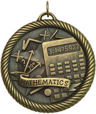 2" VM Series Mathematics Award Medals on 7/8" Neck Ribbons
