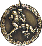 2" XR Series football Award Medals on 7/8" Neck Ribbons