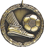 2" XR Series soccer action Award Medals on 7/8" Neck Ribbons