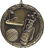 2" XR Series golf Award Medals on 7/8" Neck Ribbons
