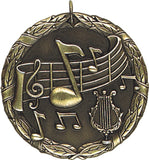 2" XR Series music Award Medals on 7/8" Neck Ribbons