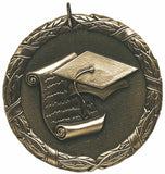 2" XR Series scholastic graduation graduate Award Medals on 7/8" Neck Ribbons