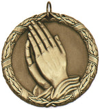 2" XR Series praying hands religious christian Award Medals on 7/8" Neck Ribbons