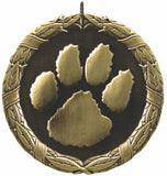 2" XR Series mascot paw print Award Medals on 7/8" Neck Ribbons